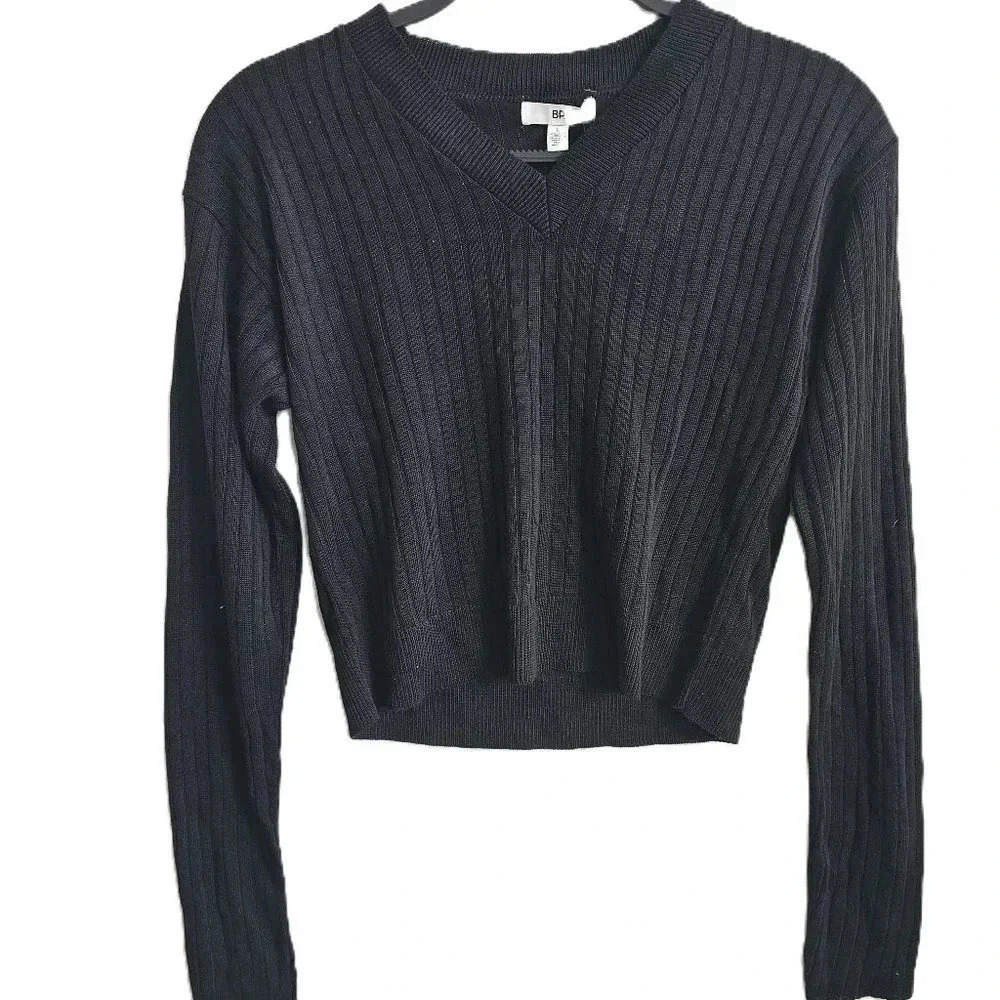BP Black Ribbed Cropped Sweater NWT Large